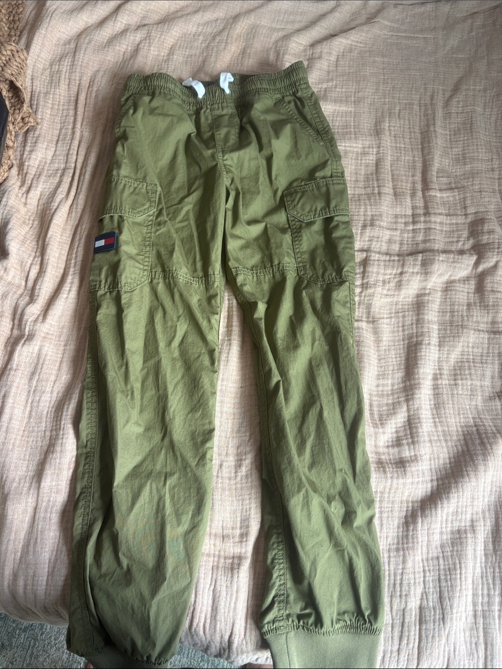 Tommy Hilfiger Olive Cargo Jogger Pants with Patch Detail